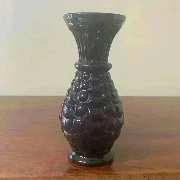 Vintage Weston Black Amethyst Glass Vase - Picture 1 of 8